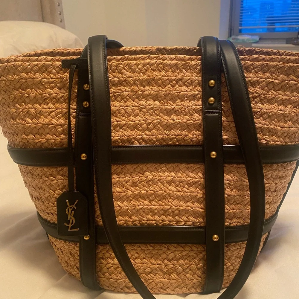 YSL Caged Raffia Tote - Picture 6 of 12